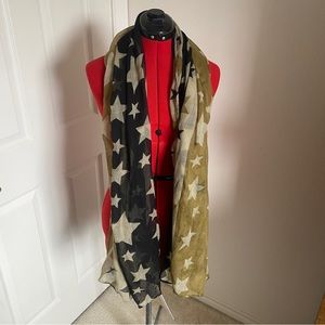 Merona Star Spangled Scarf, one size, gold and navy blue.